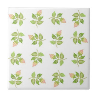 Pretty Pink Rosebud Ceramic Tile