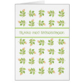 Pretty Pink Rosebuds Danish Greeting Birthday Card (Front)