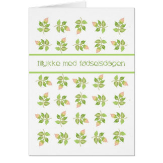 Pretty Pink Rosebuds Danish Greeting Birthday Card