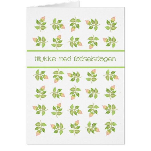 Pretty Pink Rosebuds Danish Greeting Birthday Card (Front)