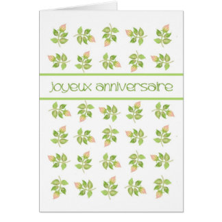 Pretty Pink Rosebuds French Greeting Birthday