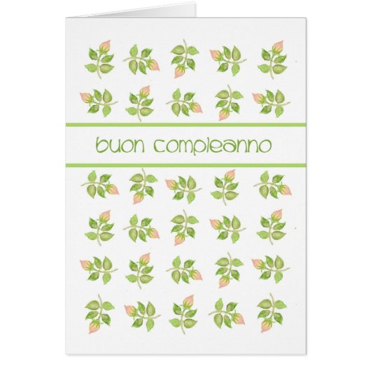 Pretty Pink Rosebuds Italian Language Birthday (Front)