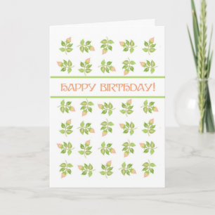 Pretty Pink Rosebuds on White Birthday Card