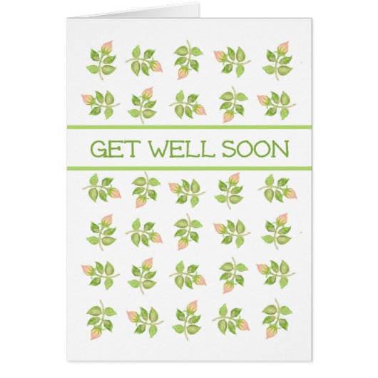 Pretty Pink Rosebuds on White Get Well Soon (Front)
