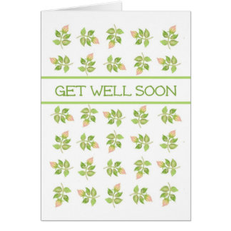 Pretty Pink Rosebuds on White Get Well Soon Cards