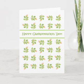Pretty Pink Rosebuds on White Grandparents Day Card