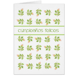 Pretty Pink Rosebuds Spanish Language Birthday