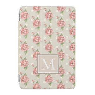 Pretty Pink Roses and Dots Monogram iPad Mini Cover