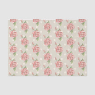 Pretty Pink Roses and Dots Monogram Tissue Paper