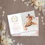 Pretty Pink Roses and Gold Cross | Photo Baptism Invitation