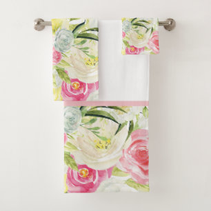 Pretty Pink Roses Bath Towel Set