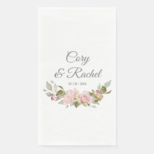 Pretty Pink Roses Bouquet  Wedding  Paper Guest Towels