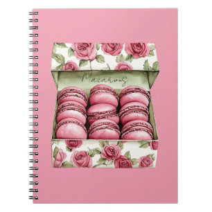 Pretty Pink Roses Box of Macarons Notebook