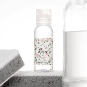 Pretty Pink Roses Floral Bridal Shower Hand Sanitizer