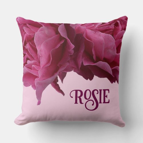 Pretty pink roses floral cute floral boho cute  throw pillow