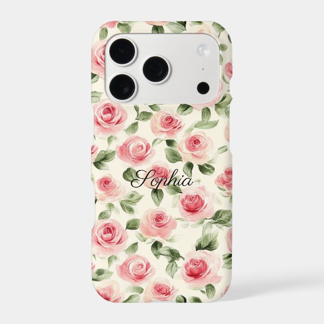 Pretty Pink Roses Floral iPhone Case (Back)