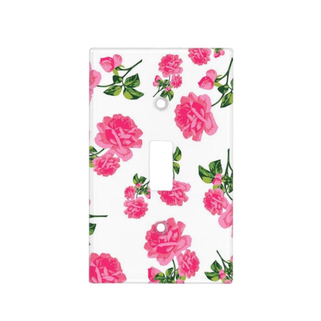 Pretty pink roses floral pattern light switch cover (Front)