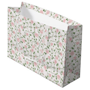 Pretty Pink Roses Floral Wedding Large Gift Bag