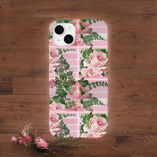 Pretty Pink Roses in Pink Gradient Graphic Pattern Case_Mate iPhone 14 Plus Case