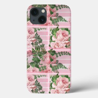 Pretty Pink Roses in Pink Gradient Graphic Pattern Case-Mate iPhone Case