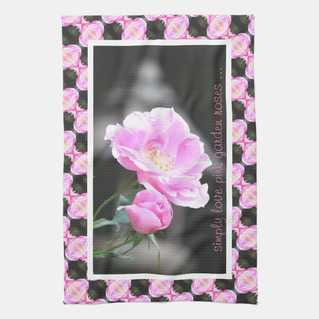 Pretty Pink Roses Kitchen Towel (Vertical)