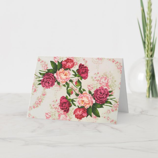 Pretty Pink Roses Large Font Birthday Card (Front)