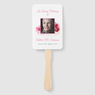 Pretty Pink Roses Memorial Hand Fan