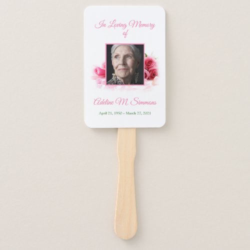 Pretty Pink Roses Memorial Hand Fan