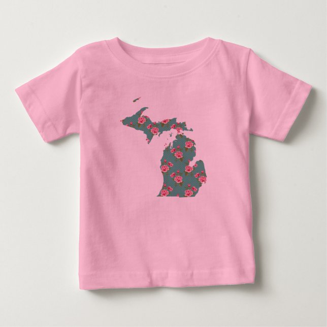Pretty Pink Roses | Michigan T-Shirt | Michigan (Front)