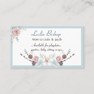 Pretty Pink Roses Mommy Networking Calling Card