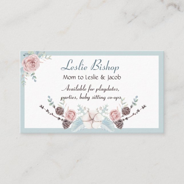 Pretty Pink Roses Mommy Networking Calling Card (Front)
