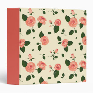 Pretty Pink Roses Pastel Pink Pattern 3 Ring Binder