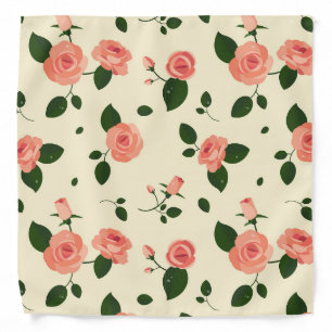Pretty Pink Roses Pastel Pink Pattern Bandana