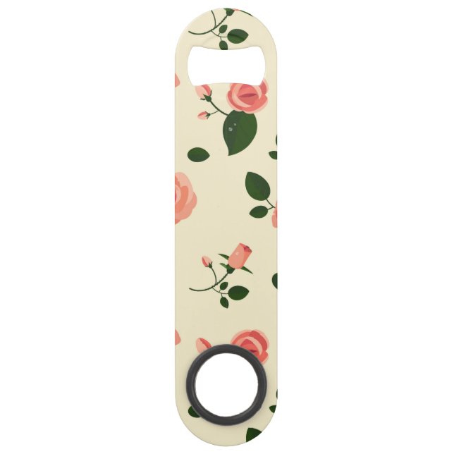 Pretty Pink Roses Pastel Pink Pattern Bar Key (Front)