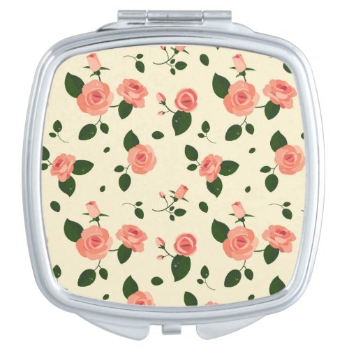 Pretty Pink Roses Pastel Pink Pattern Compact Mirror