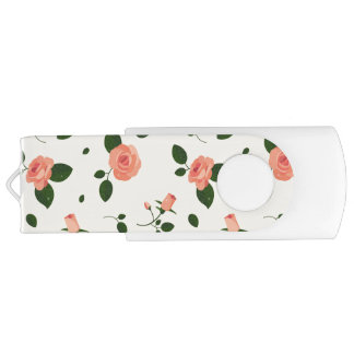 Pretty Pink Roses Pastel Pink Pattern Flash Drive