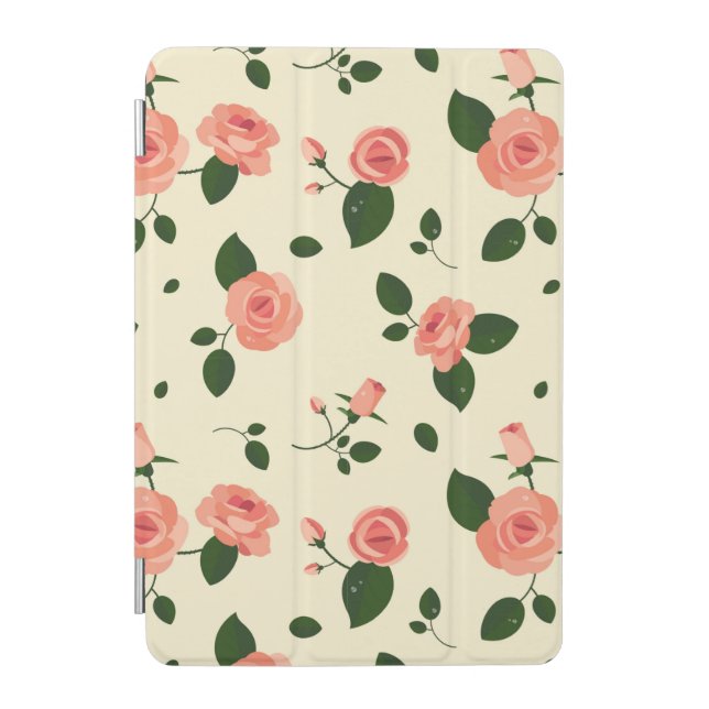 Pretty Pink Roses Pastel Pink Pattern iPad Mini Cover (Front)