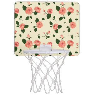 Pretty Pink Roses Pastel Pink Pattern Mini Basketball Hoop