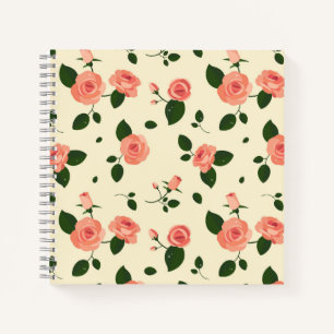 Pretty Pink Roses Pastel Pink Pattern Notebook