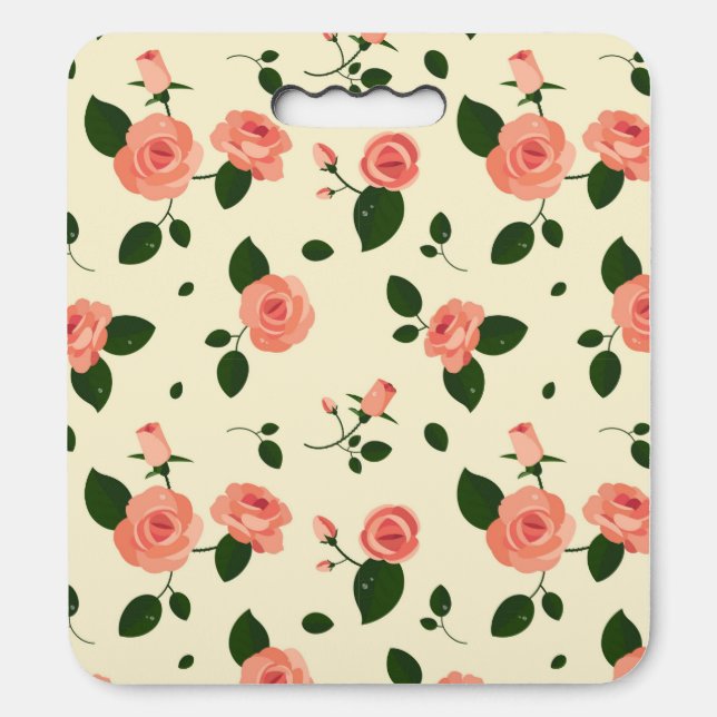 Pretty Pink Roses Pastel Pink Pattern Seat Cushion (Front Vertical)