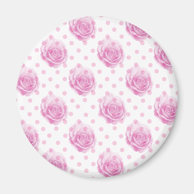 Pretty pink roses pattern magnet (Front)