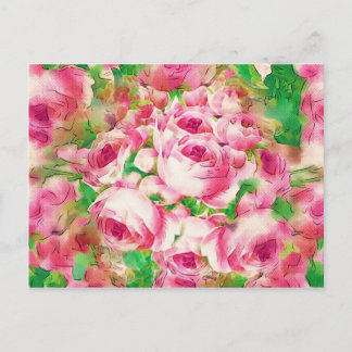 Pretty Pink Roses Postcard