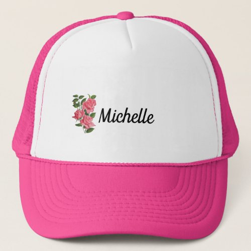 Pretty Pink Roses TEMPLATE customizable Trucker Hat