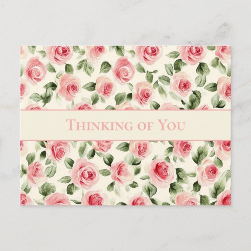 Pretty Pink Roses Thinking of You Postcard