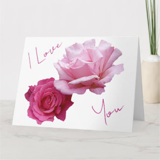 Pretty pink roses Valentine love beautiful floral Card