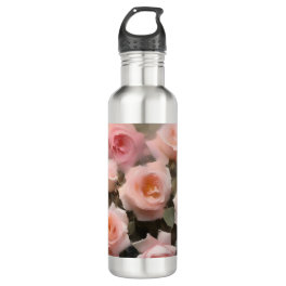 Pretty pink roses watercolor painting stainless steel water bottle