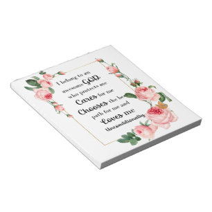 Pretty Pink Roses with Inspirational Quote Notepad