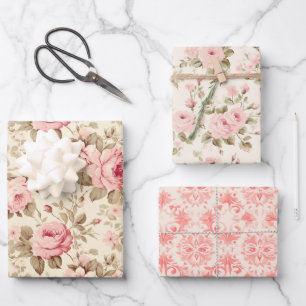 Pretty Pink Roses Wrapping Paper Sheets