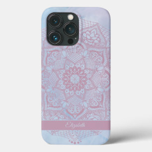 Pretty Pink Sacred Lotus Flower Blossom Mandala iPhone 13 Pro Case