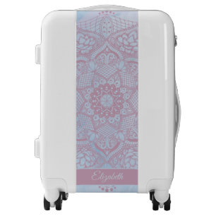 Pretty Pink Sacred Lotus Flower Blossom Mandala   Luggage